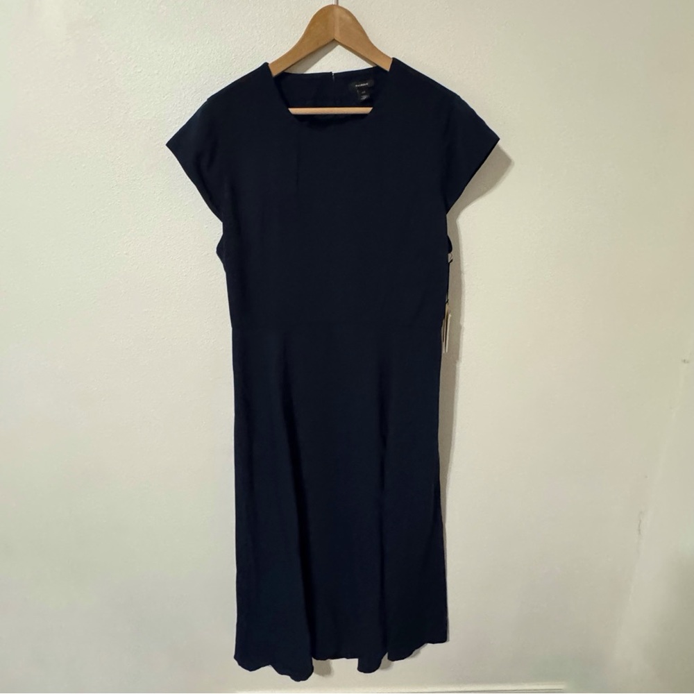 Nordstrom Halogen Cap Sleeve Open Back Maxi Dress Navy Side Slit Evening NWT-XXL